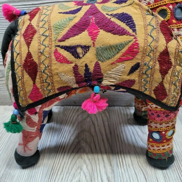 Embroidered Rajasthan Horse Fabric Patchwork Decorative Boho Folk Art - Picture 6 of 12